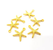 6 Starfish Charm Gold Plated Charms Gold Plated Metal (20x17mm)  G15681