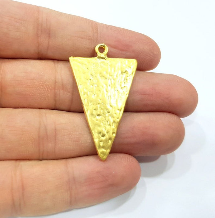 2 Triangle Charm Gold Plated Charms Gold Plated Metal (44x26mm)  G15684