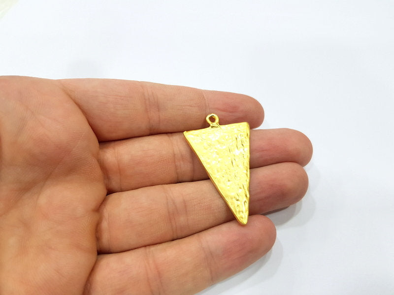 2 Triangle Charm Gold Plated Charms Gold Plated Metal (44x26mm)  G15684