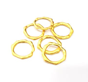 10 Hammered Circle Connector Charm Gold Plated Metal (18mm)  G15685