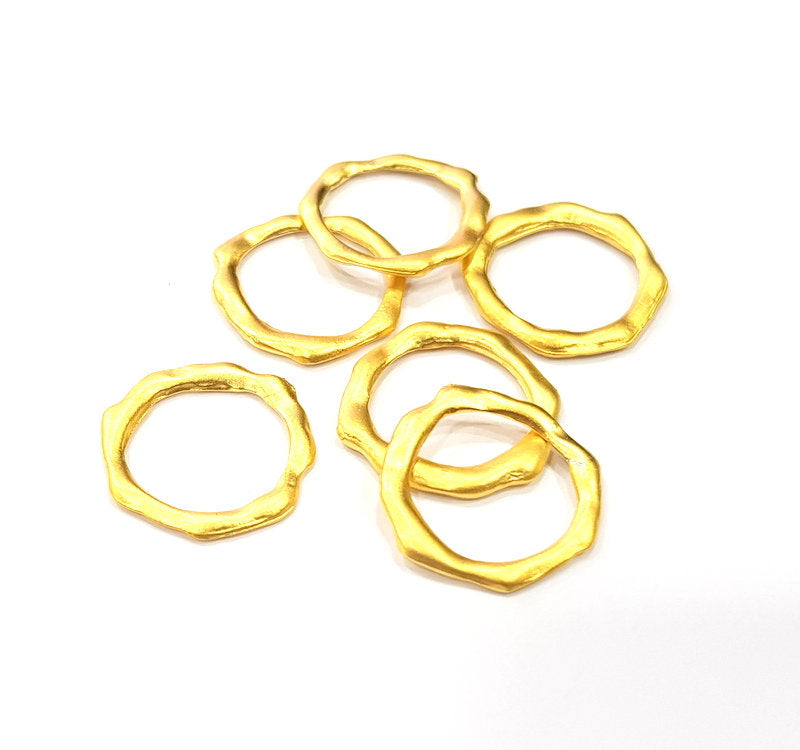 10 Hammered Circle Connector Charm Gold Plated Metal (18mm)  G15685