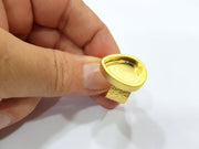 Gold Ring Blank Setting Cabochon Base inlay Ring Backs Mounting Adjustable Ring Base Bezel (18x13mm blank ) Gold Plated Metal G15686