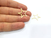 10 Gold Star Charms Gold Plated Brass (23 mm)  G15689
