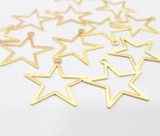 10 Gold Star Charms Gold Plated Brass (23 mm)  G15689
