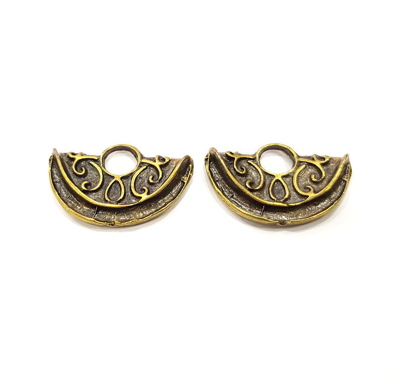 4 Antique Bronze Charm Antique Bronze Plated Metal  (31x20mm) G15690