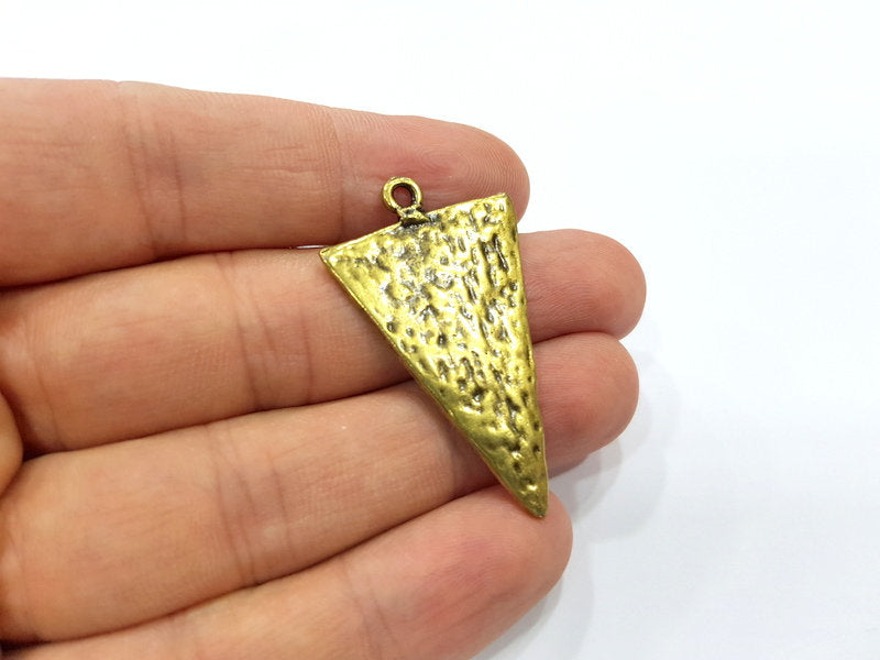 2 Geometric Charms Triangle Charms Antique Bronze Charm Antique Bronze Plated Metal  (44x26mm) G15691