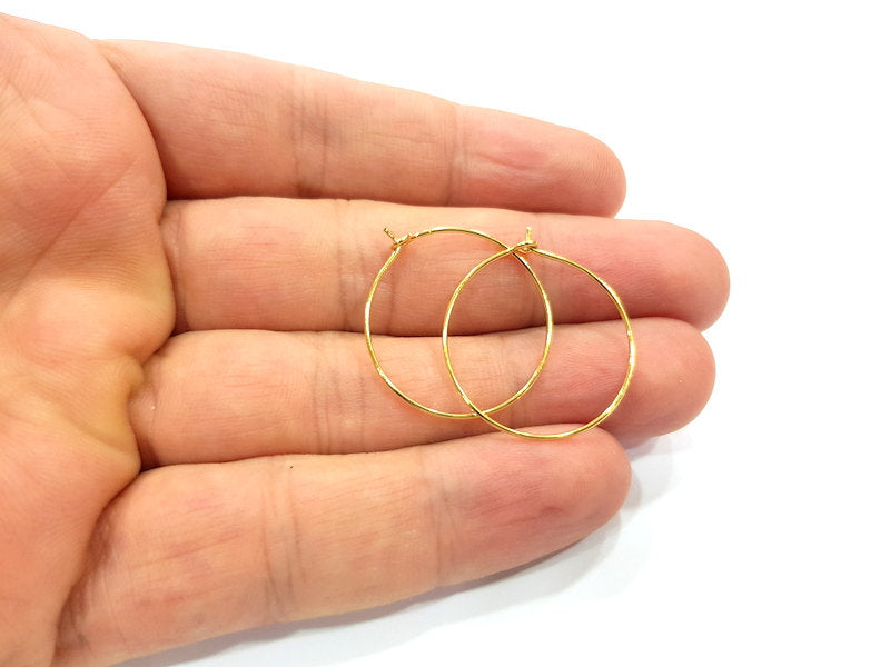 10 Earring Loops Earring Circles Earring Hoops (5 pairs) Gold Plated Brass,Findings  ( 25 mm )  G15694