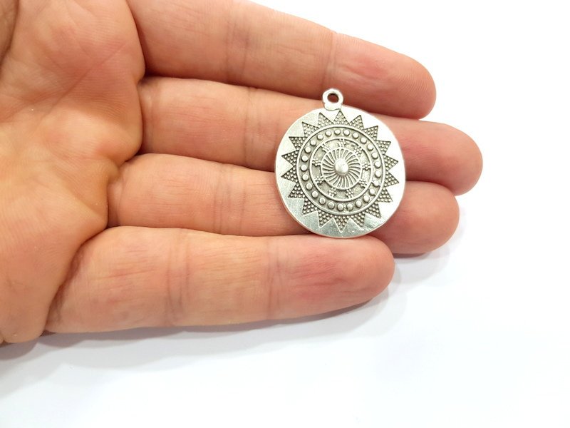 2 Antique Silver Plated Charm Antique Silver Plated Metal (28 mm)  G15696