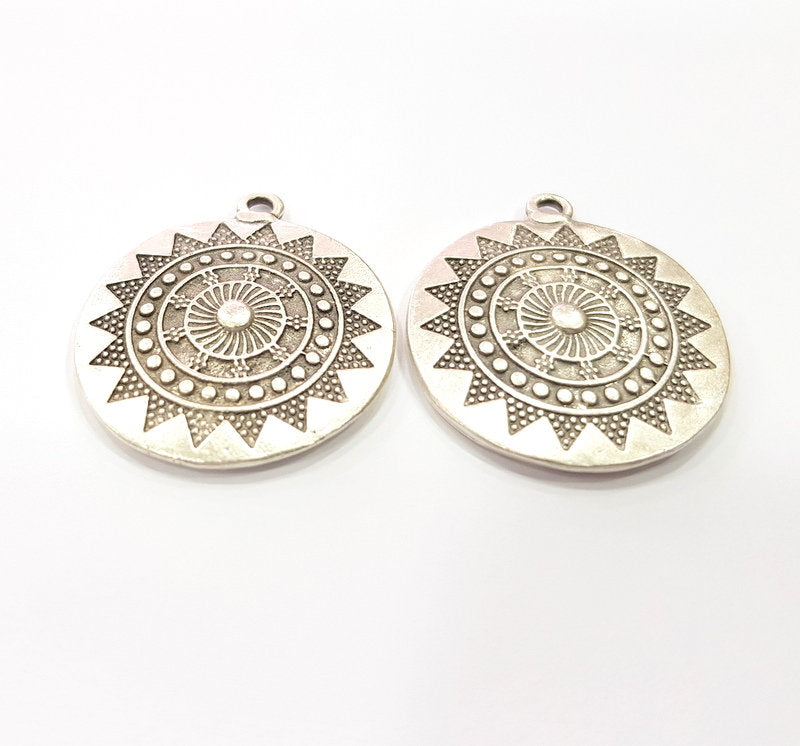 2 Antique Silver Plated Charm Antique Silver Plated Metal (28 mm)  G15696