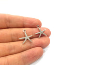 10 Starfish Charm Silver Charm Antique Silver Plated Metal (17 mm)  G15699