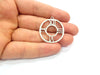 4 Clock Charm Silver Charm Antique Silver Plated Metal (31 mm)  G15700