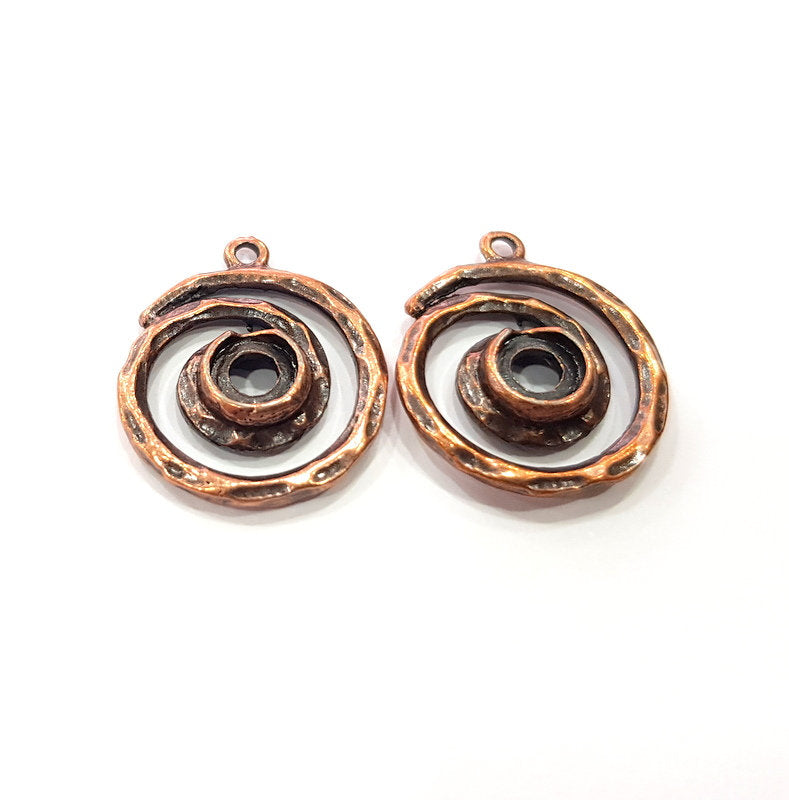 2 Circle Charm Antique Copper Charm Antique Copper Plated Metal (22mm) G15702