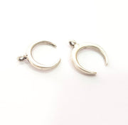 10 Crescent Charm Silver Moon Charm Antique Silver Plated Pendants  (20x17 mm)  G14934