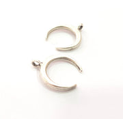 10 Crescent Charm Silver Moon Charm Antique Silver Plated Pendants  (20x17 mm)  G14934