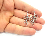 10 Leaf Charm Silver Tree branch Charm Antique Silver Plated Pendants  (33x14 mm)  G14935