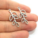 6 Leaf Charm Silver Tree branch Charm Antique Silver Plated Pendants  (33x14 mm)  G14935