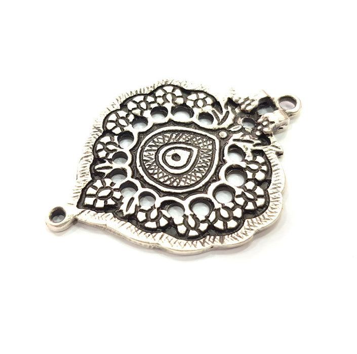 Silver Medallion Pendant Antique Silver Plated Metal (65x45mm) G14938