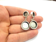 Earring Blank Base Settings Silver Resin Blank Cabochon Base inlay Blank Mountings Antique Silver Plated Metal (16mm+10mm ) 1 Pair  G14939