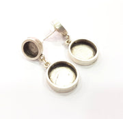 Earring Blank Base Settings Silver Resin Blank Cabochon Base inlay Blank Mountings Antique Silver Plated Metal (16mm+10mm ) 1 Pair  G14939