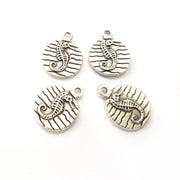 10 Seahorse Charm Silver Charm Antique Silver Plated Pendants  (14 mm)  G14940