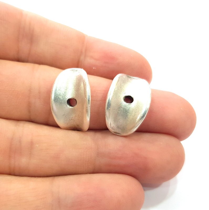 5 Curved Circle Charm Antique Silver Plated Metal (20x12 mm)  G14941