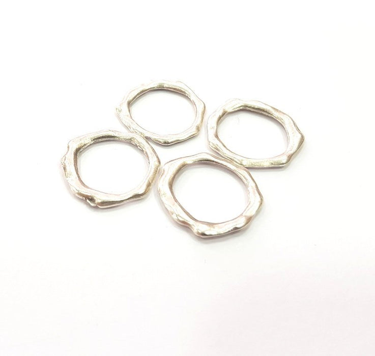 10 Hammered Circle Charm Antique Silver Plated Metal (19 mm)  G15542