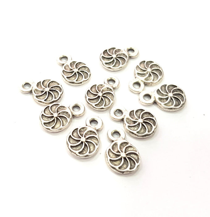 20 Silver Charm Antique Silver Plated Metal (9 mm)  G14945