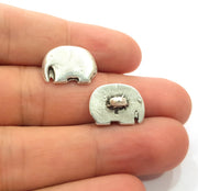 2 Silver Elephant Charm Antique Silver Plated Metal (17x12mm)  G14948