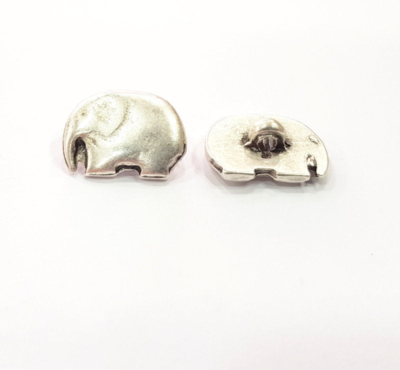 2 Silver Elephant Charm Antique Silver Plated Metal (17x12mm)  G14948