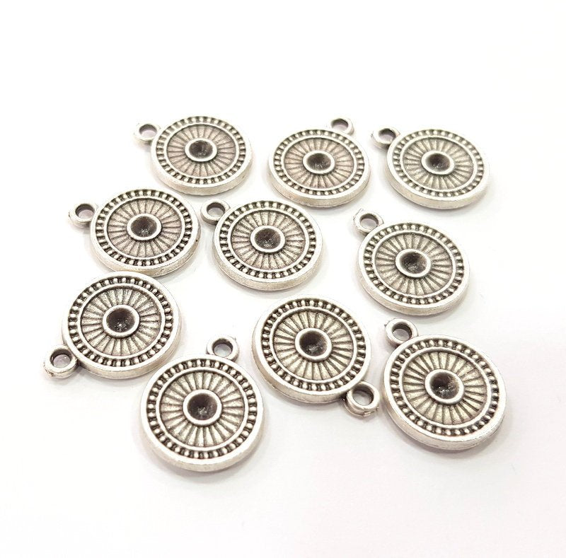 8 Silver Charm Antique Silver Plated Metal (13mm)  G15495
