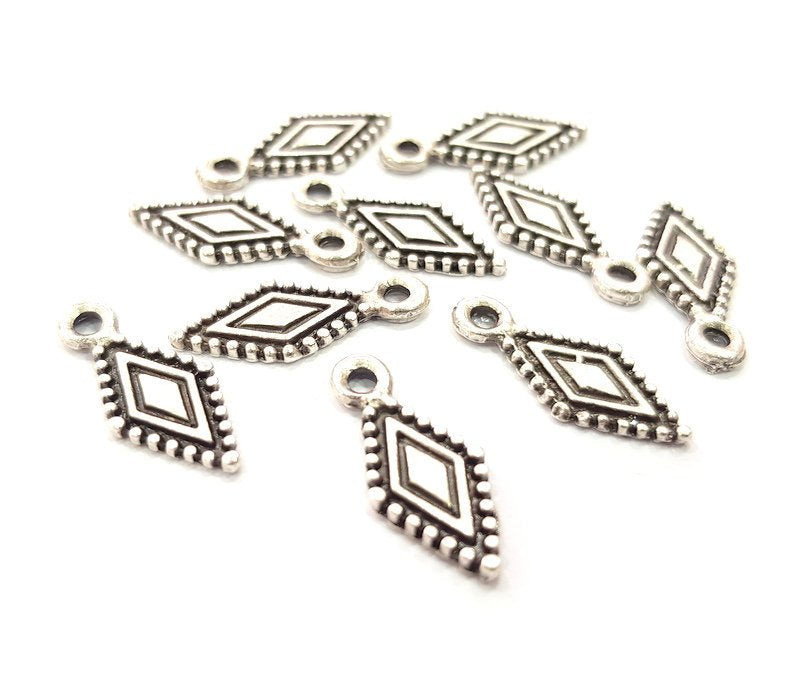 20 Silver Charm Antique Silver Plated Metal (19x8mm)  G14951