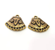 2 Antique Bronze Charm Antique Bronze Plated Metal  (28x27mm) G14954