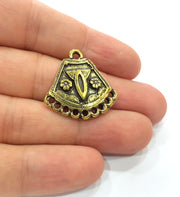 2 Antique Bronze Charm Antique Bronze Plated Metal  (28x27mm) G14954