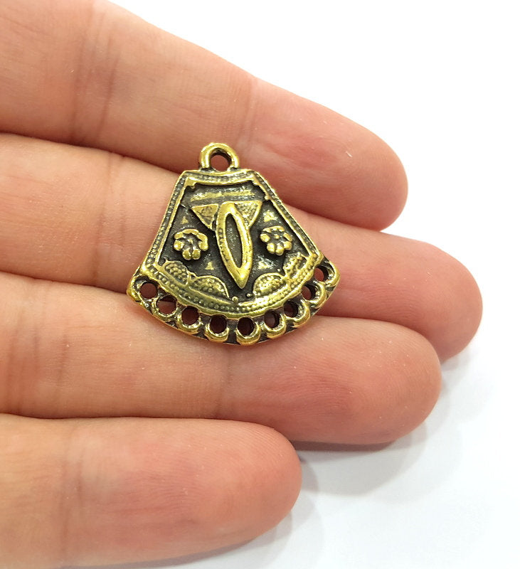 2 Antique Bronze Charm Antique Bronze Plated Metal  (28x27mm) G14954