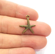 10 Starfish Charm Antique Bronze Charm Antique Bronze Plated Metal  (19x17mm) G14955