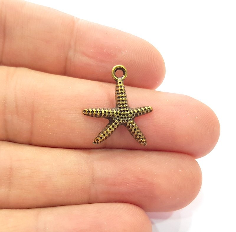 10 Starfish Charm Antique Bronze Charm Antique Bronze Plated Metal  (19x17mm) G14955