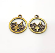 4 Mountain Charm Antique Bronze Charm Antique Bronze Plated Metal  (20mm) G14958