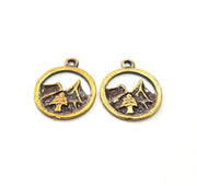 4 Mountain Charm Antique Bronze Charm Antique Bronze Plated Metal  (20mm) G14958