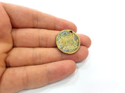 2 Antique Coin Charm Antique Bronze Charm Antique Bronze Plated Metal  (25mm) G14963