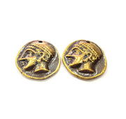 2 Antique Coin Charm Antique Bronze Charm Antique Bronze Plated Metal  (25mm) G14964