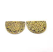 2 Hammered Semi Circle Connector Charm Half Moon Charm Antique Bronze Charm Antique Bronze Plated Metal  (30x20mm) G14969