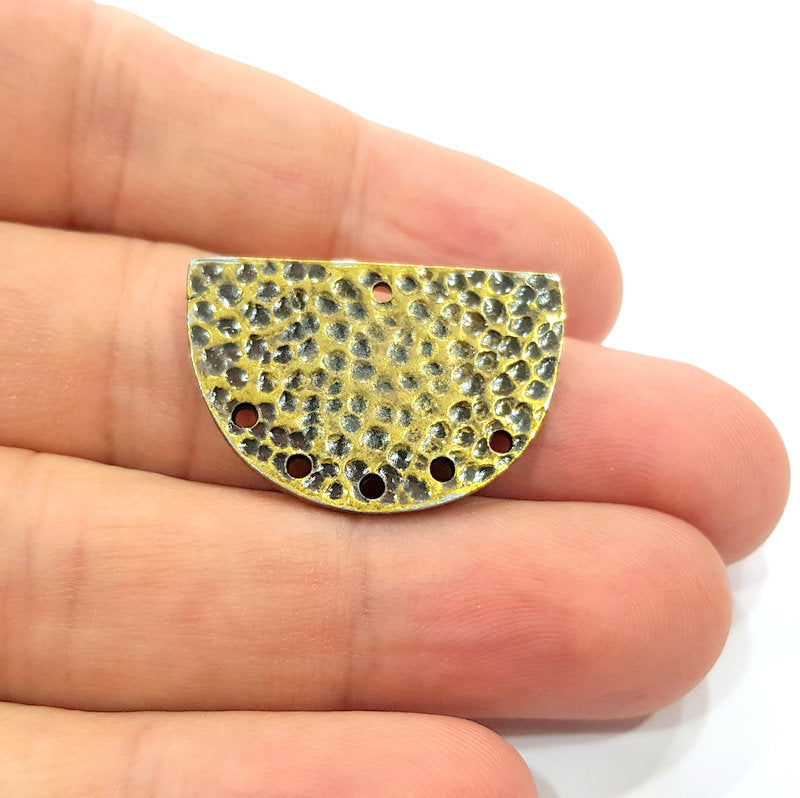 2 Hammered Semi Circle Connector Charm Half Moon Charm Antique Bronze Charm Antique Bronze Plated Metal  (30x20mm) G14969
