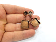Earring Blank Base Settings Copper Resin Blank Cabochon Base inlay Blank Mountings Antique Copper Plated Brass (10+16mm blank) 1 Set  G14970