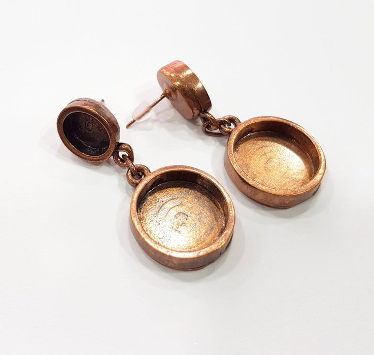 Earring Blank Base Settings Copper Resin Blank Cabochon Base inlay Mountings Antique Copper Plated Brass (10x8+16mm blank) 1 Set  G14971