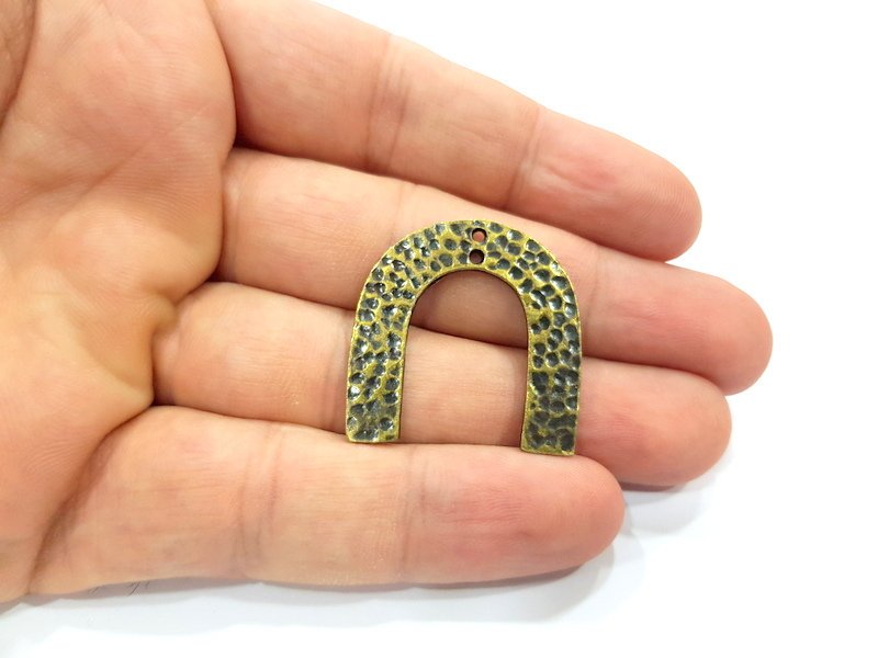 4 Hammered  Connector Charm  Antique Bronze Charm Antique Bronze Plated Metal  (30x29mm) G14972