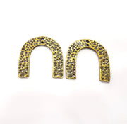 4 Hammered  Connector Charm  Antique Bronze Charm Antique Bronze Plated Metal  (30x29mm) G14972