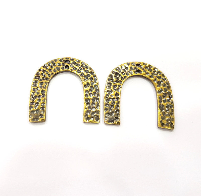 4 Hammered  Connector Charm  Antique Bronze Charm Antique Bronze Plated Metal  (30x29mm) G14972