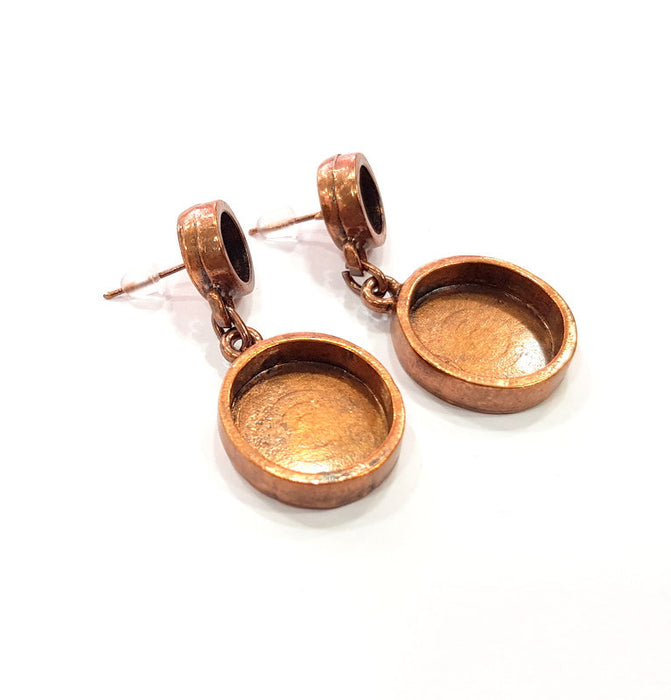 Earring Blank Base Settings Copper Resin Blank Cabochon Base inlay Blank Mountings Antique Copper Plated Brass (8+16mm blank) 1 Set  G14976