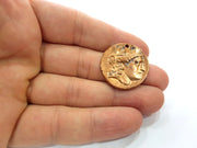 2 Copper Coin Charm Antique Copper Charm Antique Copper Plated Metal  (28mm) G14984
