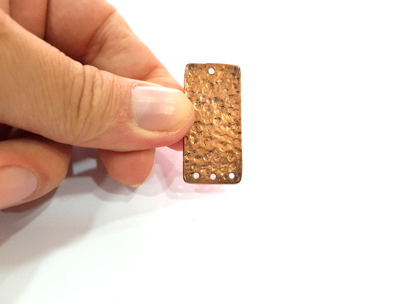 2 Hammered Rectangle Connector Charm Antique Copper Connector Charm Antique Copper Plated Metal (39x18mm) G14986